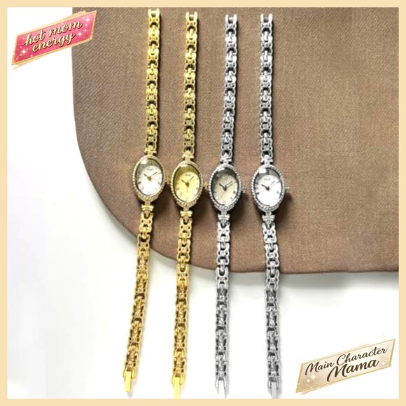 Vintage Oval Quartz Watch Roman Numerals Alloy Steel Bracelet Waterproof main image 5